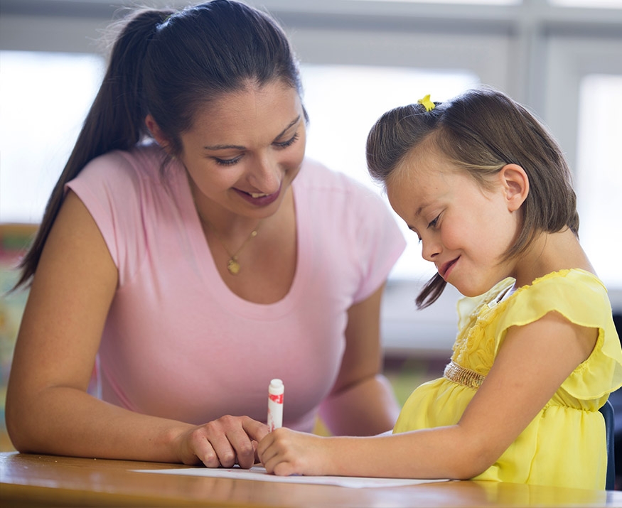 Child and teacher