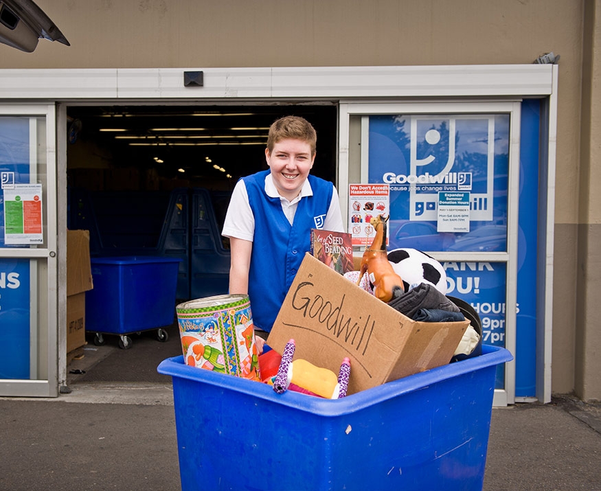 Employee with goods