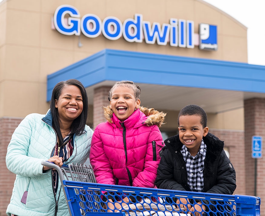 Mother and kids at Goodwill