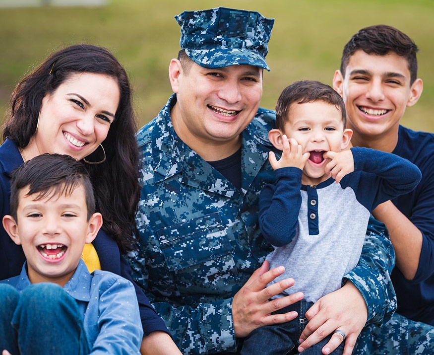 Military man with family