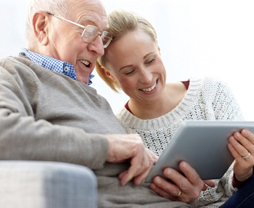 Man and woman on computer