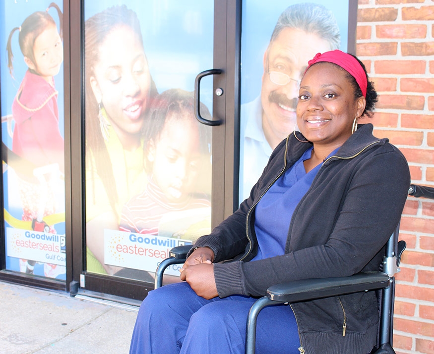 Woman in wheelchair