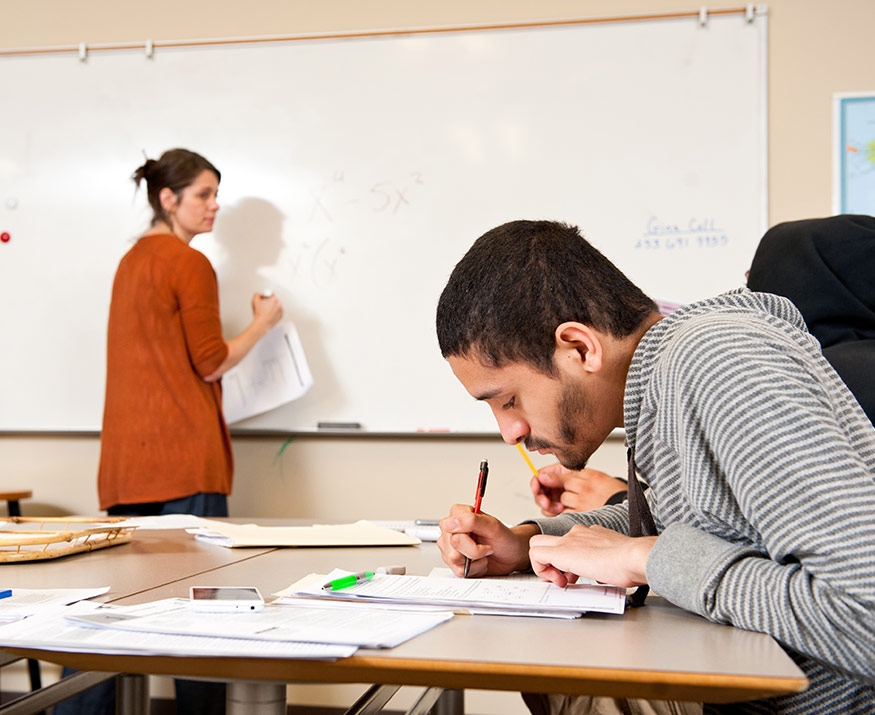 Student working at desk